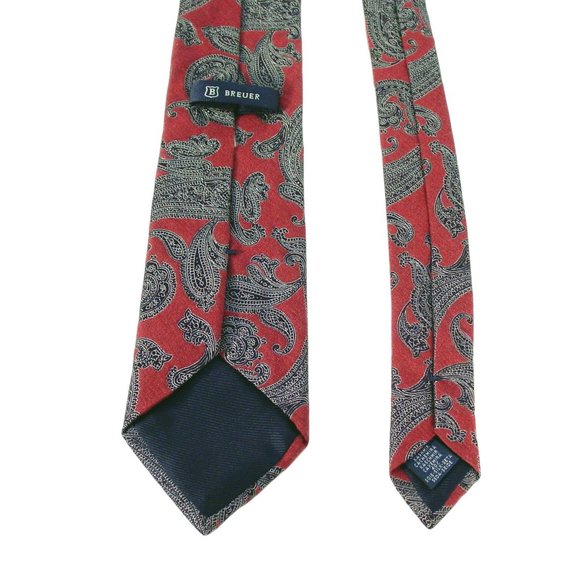 BREUER Vintage Paisley Heavy Cashmere/Silk Rose Navy-Black Silver Tie 60" - MINT - Picture 4 of 6